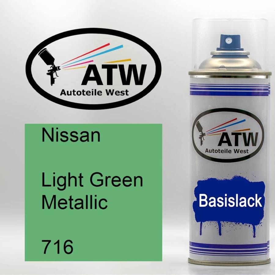 Nissan, Light Green Metallic, 716: 400ml Sprühdose, von ATW Autoteile West.